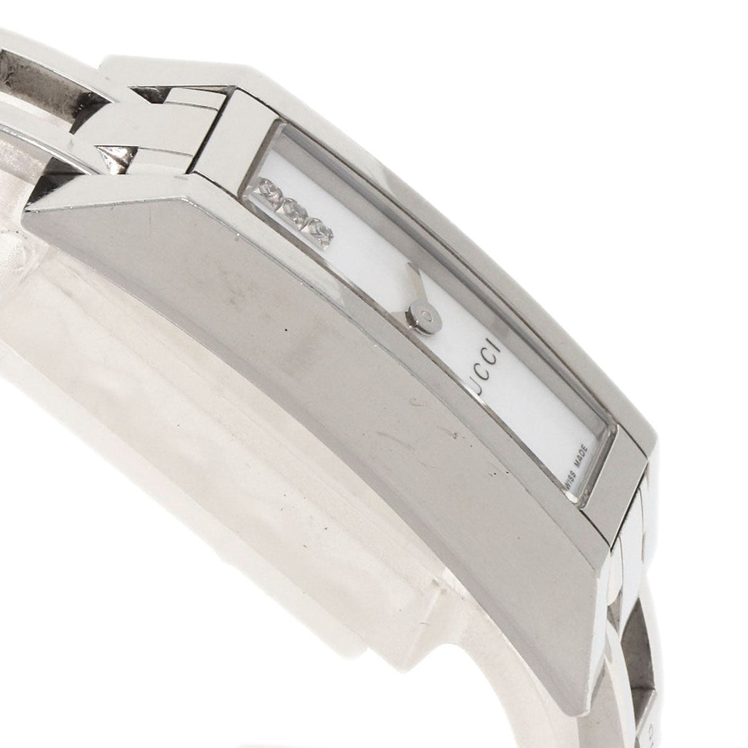 GUCCI Watches Quartz 110 Stainless Steel , Stainless Steel Silver Square Face 3P Diamond white dial Women Used Authentic