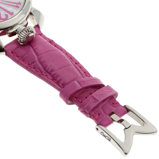 Gaga Milano Watches Quartz Stainless Steel, Leather Silver Manure 40 White shell dial Boys Used Authentic