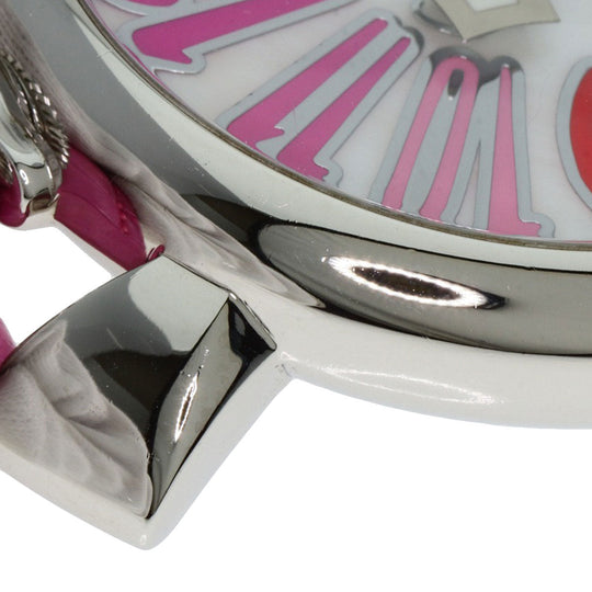 Gaga Milano Watches Quartz Stainless Steel, Leather Silver Manure 40 White shell dial Boys Used Authentic