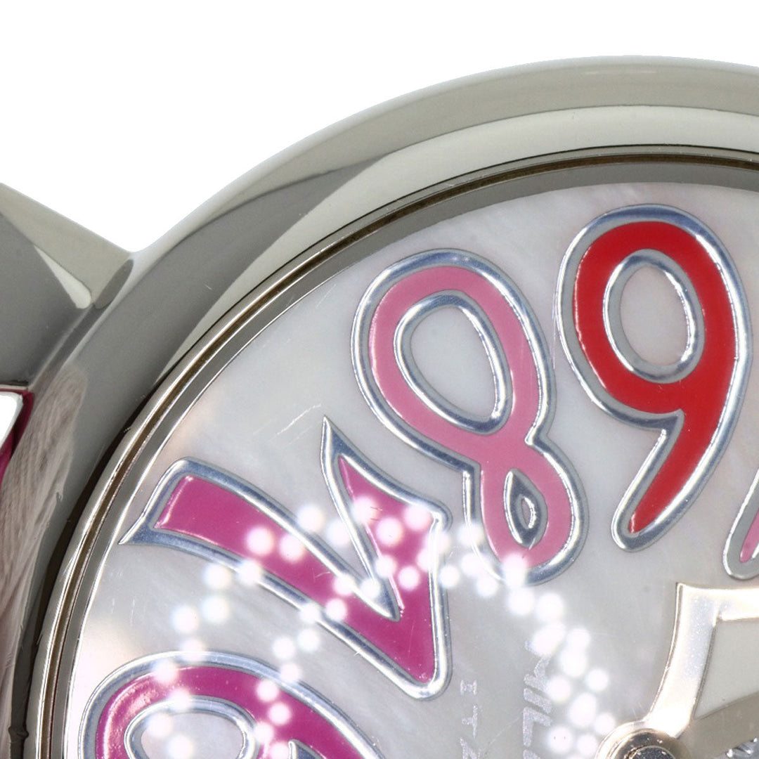Gaga Milano Watches Quartz Stainless Steel, Leather Silver Manure 40 White shell dial Boys Used Authentic
