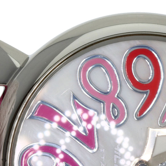Gaga Milano Watches Quartz Stainless Steel, Leather Silver Manure 40 White shell dial Boys Used Authentic