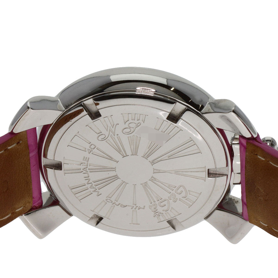 Gaga Milano Watches Quartz Stainless Steel, Leather Silver Manure 40 White shell dial Boys Used Authentic
