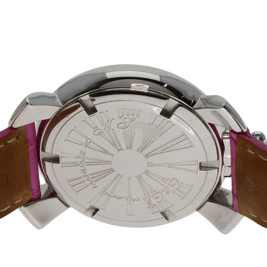 Gaga Milano Watches Quartz Stainless Steel, Leather Silver Manure 40 White shell dial Boys Used Authentic