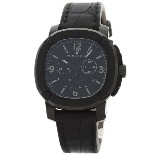 BURBERRY Watches Quartz BBY1103 Stainless Steel, Leather black Chronograph black dial mens Used Authentic
