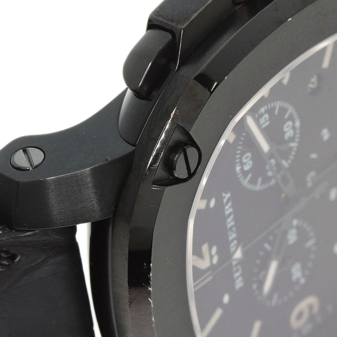 BURBERRY Watches Quartz BBY1103 Stainless Steel, Leather black Chronograph black dial mens Used Authentic