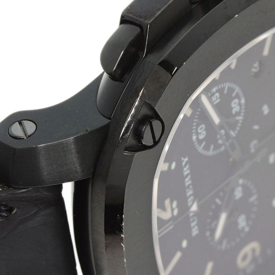 BURBERRY Watches Quartz BBY1103 Stainless Steel, Leather black Chronograph black dial mens Used Authentic