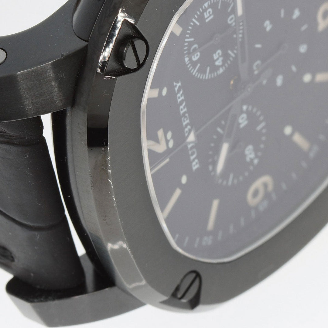 BURBERRY Watches Quartz BBY1103 Stainless Steel, Leather black Chronograph black dial mens Used Authentic