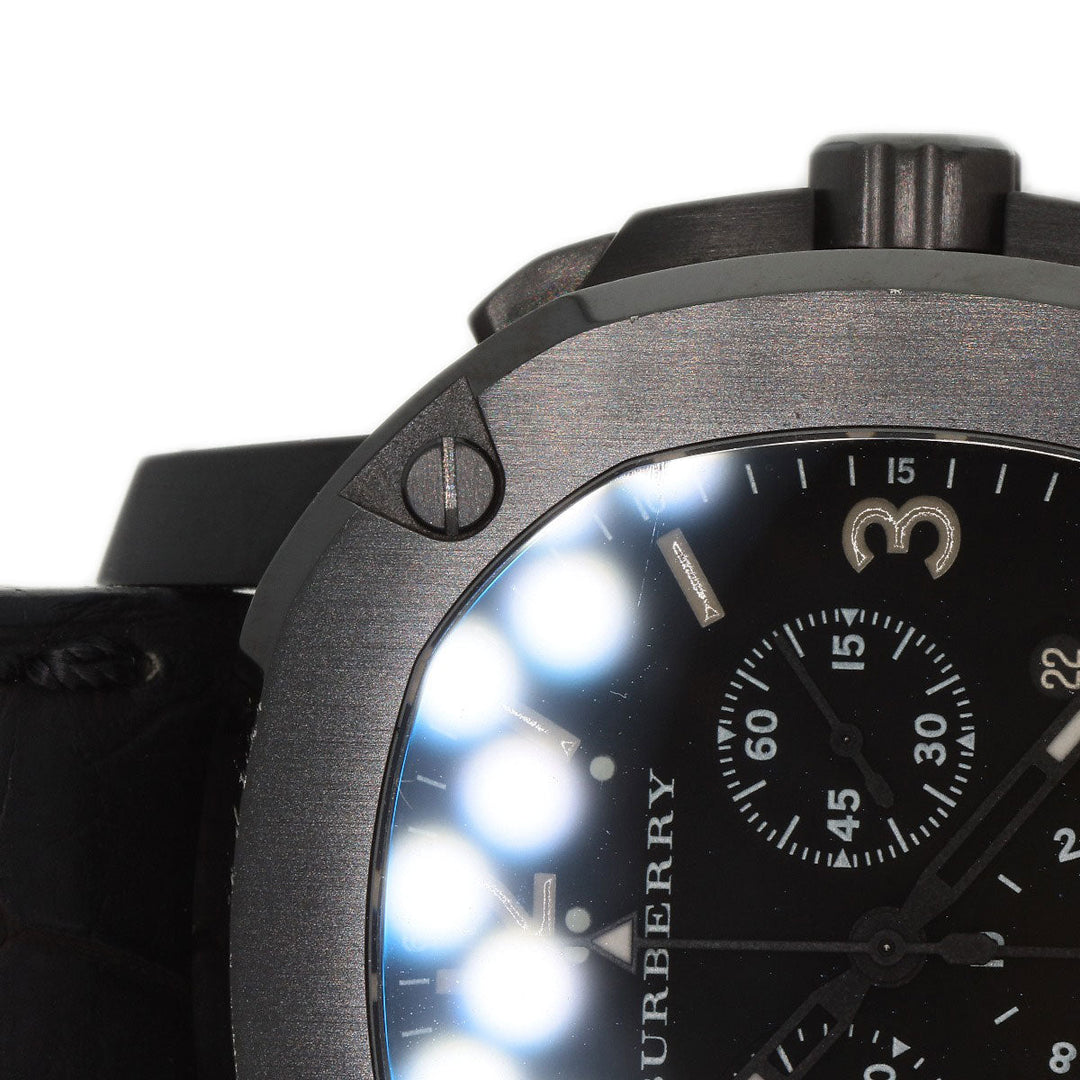 BURBERRY Watches Quartz BBY1103 Stainless Steel, Leather black Chronograph black dial mens Used Authentic