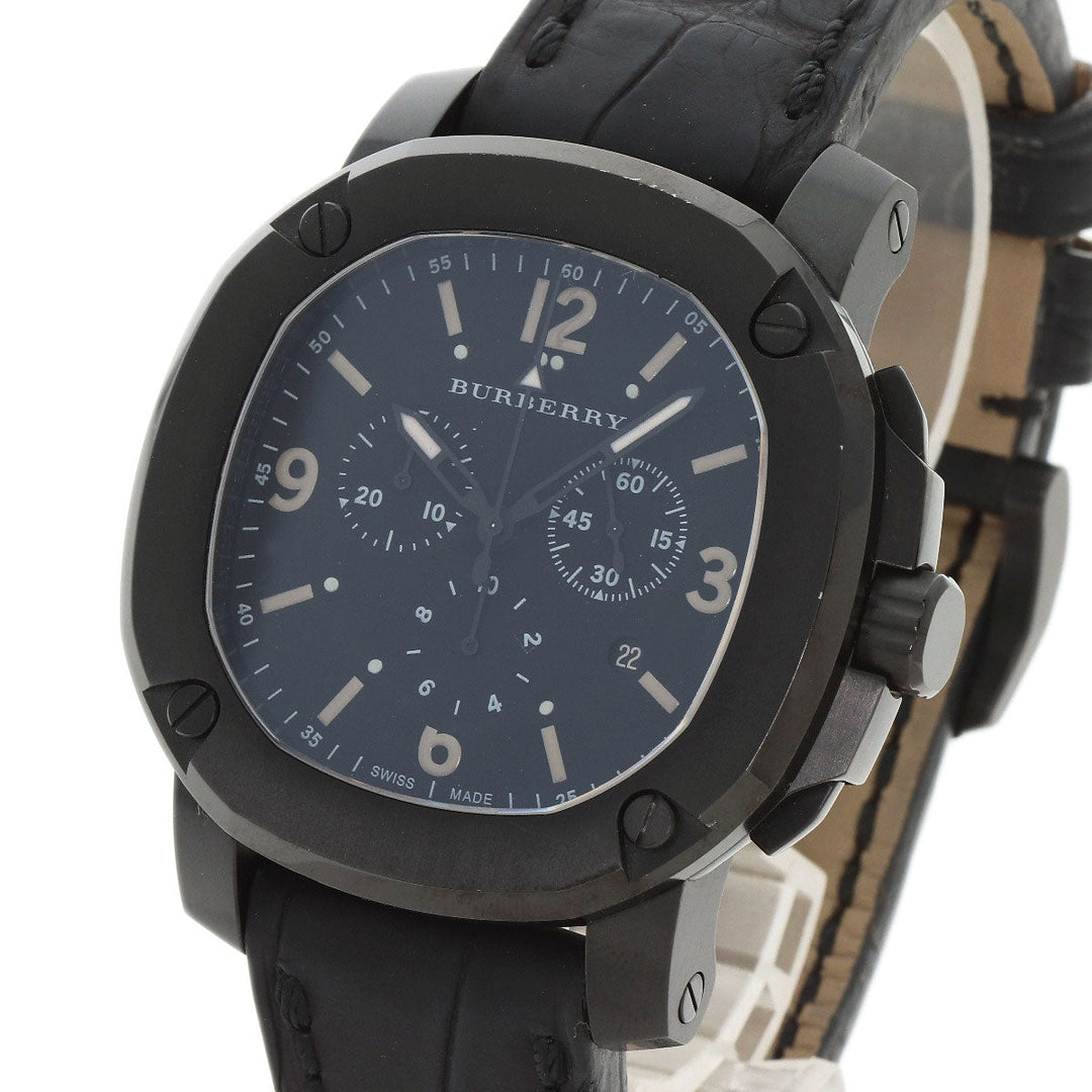 BURBERRY Watches Quartz BBY1103 Stainless Steel, Leather black Chronograph black dial mens Used Authentic