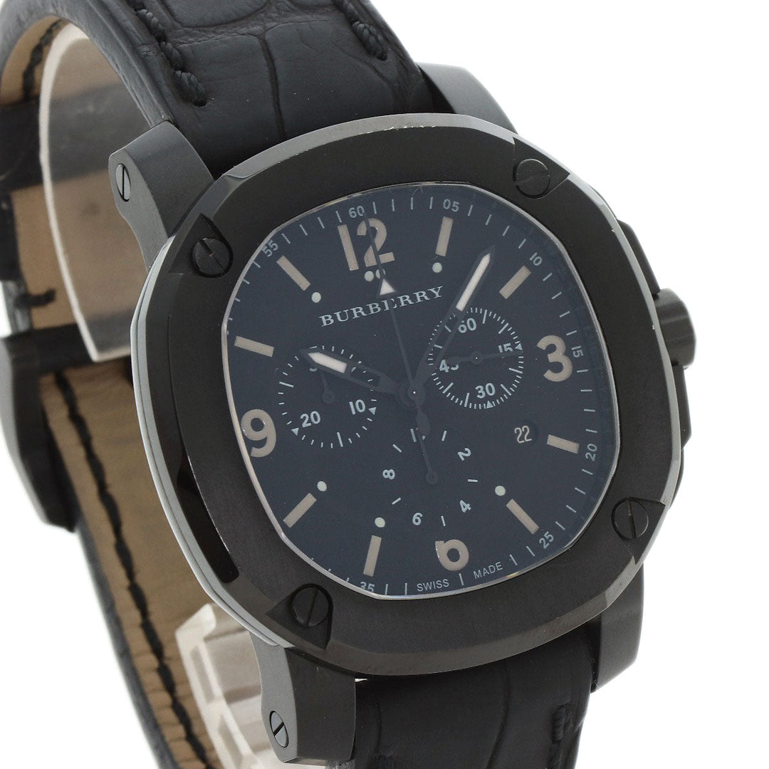 BURBERRY Watches Quartz BBY1103 Stainless Steel, Leather black Chronograph black dial mens Used Authentic
