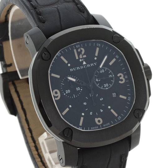 BURBERRY Watches Quartz BBY1103 Stainless Steel, Leather black Chronograph black dial mens Used Authentic