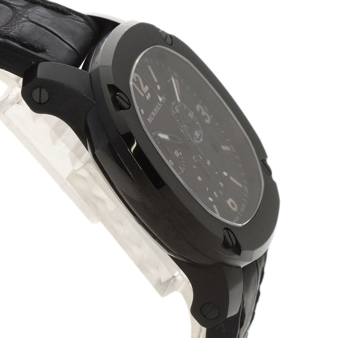 BURBERRY Watches Quartz BBY1103 Stainless Steel, Leather black Chronograph black dial mens Used Authentic