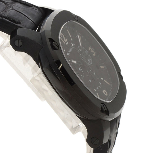 BURBERRY Watches Quartz BBY1103 Stainless Steel, Leather black Chronograph black dial mens Used Authentic