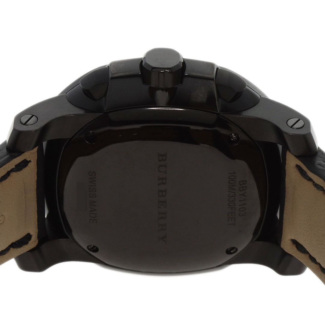 BURBERRY Watches Quartz BBY1103 Stainless Steel, Leather black Chronograph black dial mens Used Authentic