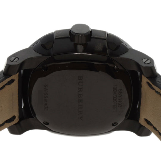BURBERRY Watches Quartz BBY1103 Stainless Steel, Leather black Chronograph black dial mens Used Authentic