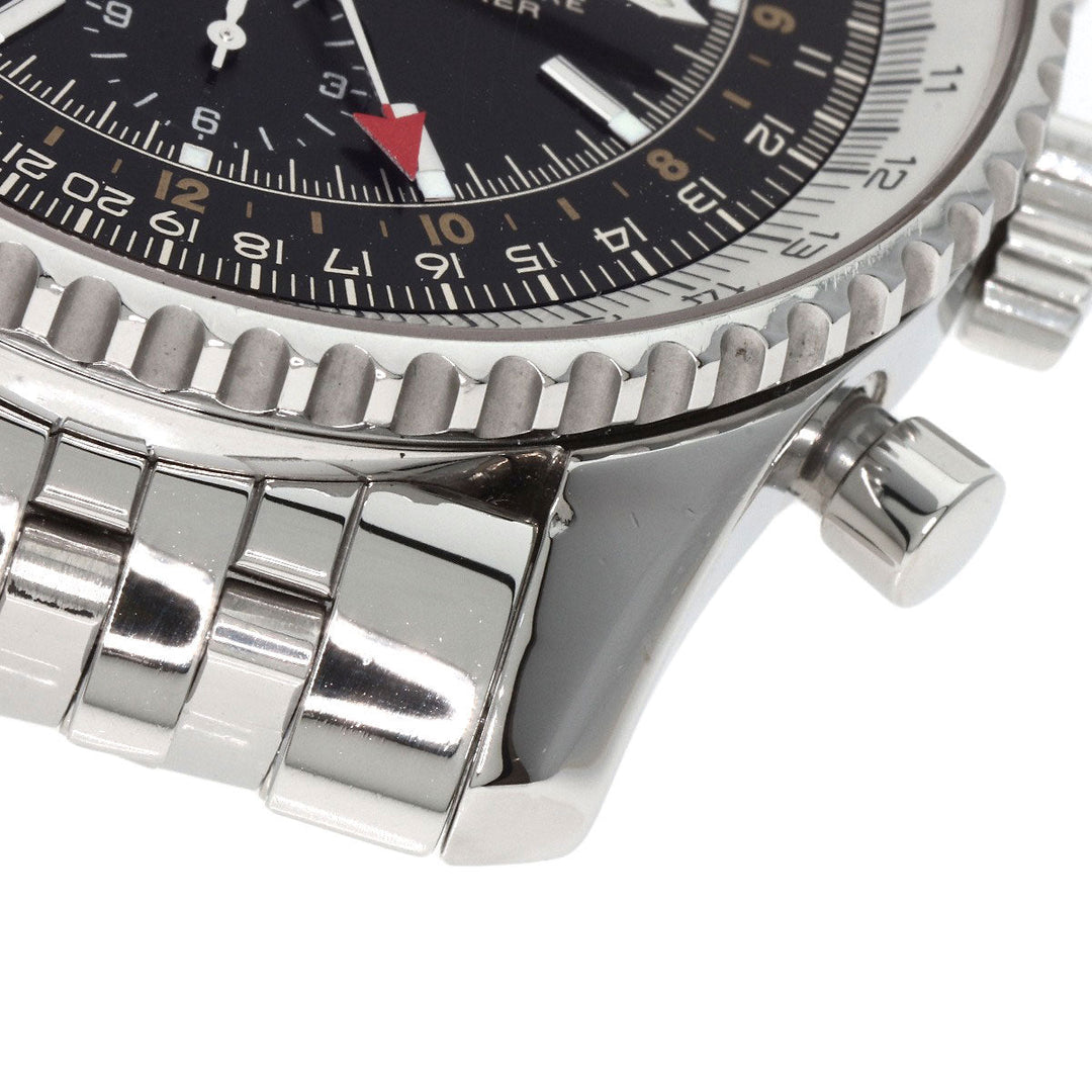 BREITLING Watches Mechanical Automatic A24322 Stainless Steel , Stainless Steel Silver Navitimer World black dial mens Used Authentic
