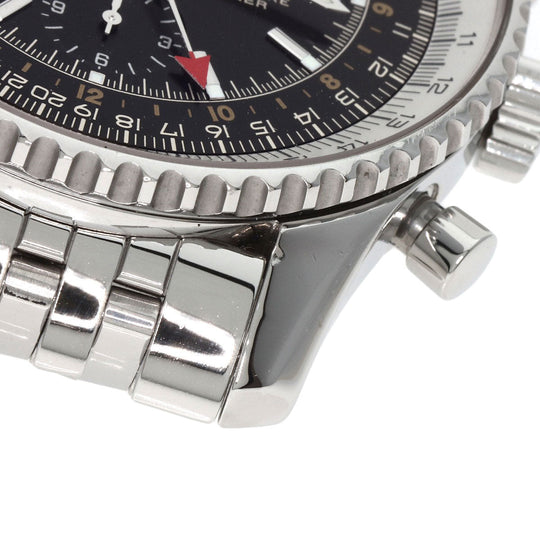 BREITLING Watches Mechanical Automatic A24322 Stainless Steel , Stainless Steel Silver Navitimer World black dial mens Used Authentic