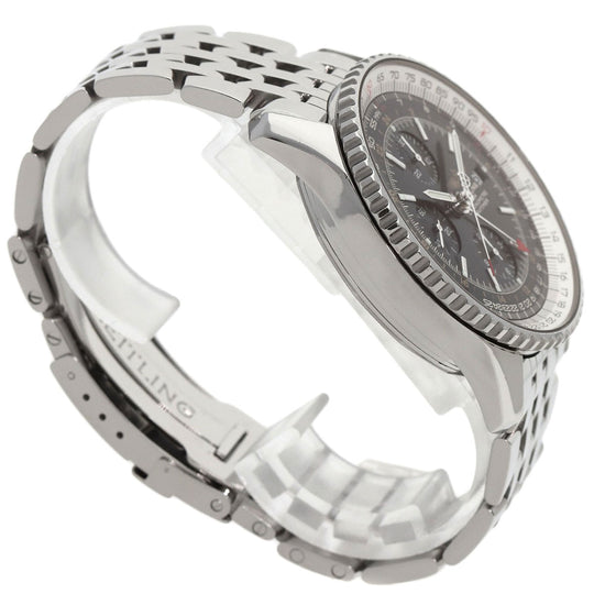 BREITLING Watches Mechanical Automatic A24322 Stainless Steel , Stainless Steel Silver Navitimer World black dial mens Used Authentic