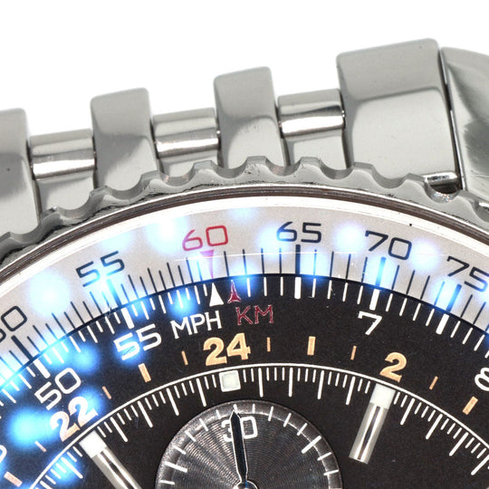 BREITLING Watches Mechanical Automatic A24322 Stainless Steel , Stainless Steel Silver Navitimer World black dial mens Used Authentic