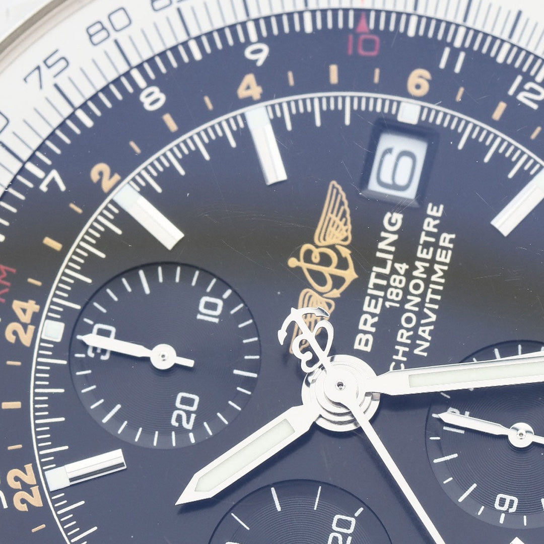 BREITLING Watches Mechanical Automatic A24322 Stainless Steel , Stainless Steel Silver Navitimer World black dial mens Used Authentic