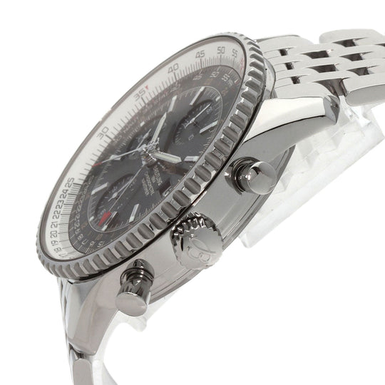BREITLING Watches Mechanical Automatic A24322 Stainless Steel , Stainless Steel Silver Navitimer World black dial mens Used Authentic