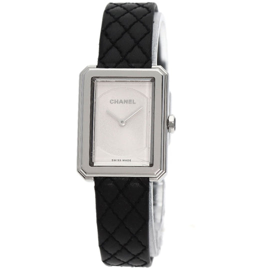 CHANEL Watches Quartz H6401 Stainless Steel, Leather Silver boyfriend small model Silver dial Women Used Authentic