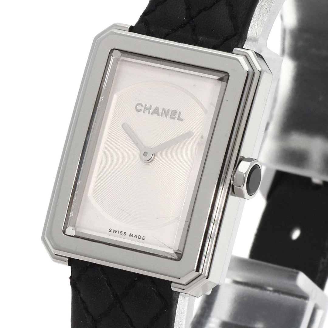 CHANEL Watches Quartz H6401 Stainless Steel, Leather Silver boyfriend small model Silver dial Women Used Authentic