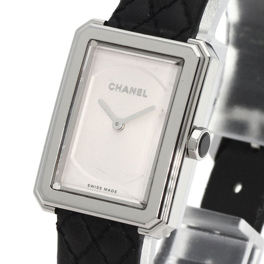 CHANEL Watches Quartz H6401 Stainless Steel, Leather Silver boyfriend small model Silver dial Women Used Authentic