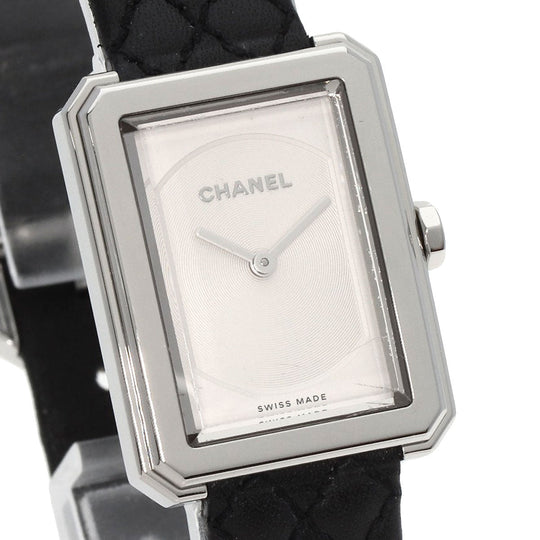CHANEL Watches Quartz H6401 Stainless Steel, Leather Silver boyfriend small model Silver dial Women Used Authentic