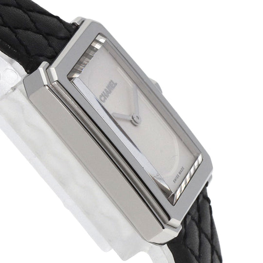 CHANEL Watches Quartz H6401 Stainless Steel, Leather Silver boyfriend small model Silver dial Women Used Authentic