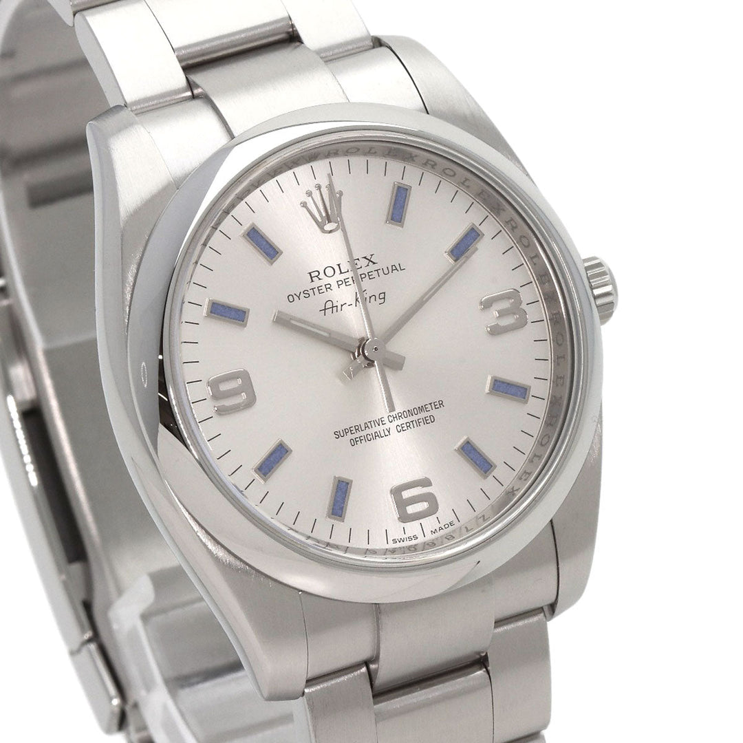 ROLEX Watches Mechanical Automatic 114200 Stainless Steel Silver Air King Silver 369 Blue Bar Silver dial