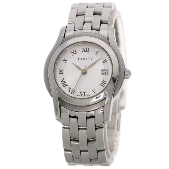 GUCCI Watches Quartz 5500L Stainless Steel , Stainless Steel Silver Round face Silver dial Women Used Authentic
