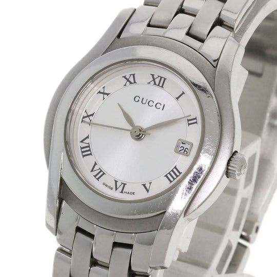 GUCCI Watches Quartz 5500L Stainless Steel , Stainless Steel Silver Round face Silver dial Women Used Authentic