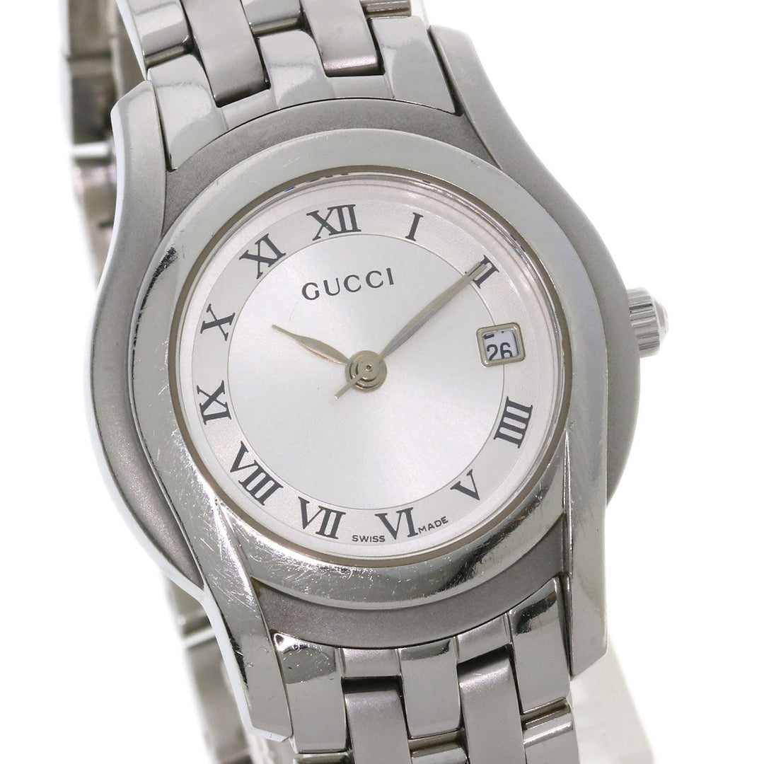GUCCI Watches Quartz 5500L Stainless Steel , Stainless Steel Silver Round face Silver dial Women Used Authentic