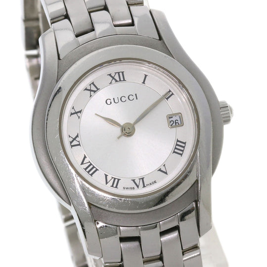 GUCCI Watches Quartz 5500L Stainless Steel , Stainless Steel Silver Round face Silver dial Women Used Authentic