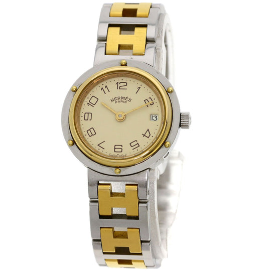 HERMES Watches Quartz Stainless Steel , SSxGP gold Clipper Ivory dial Women Used Authentic