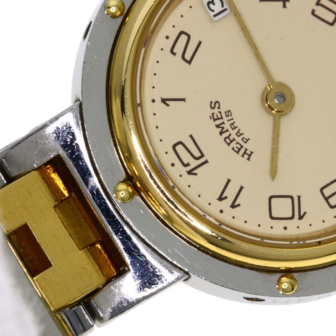 HERMES Watches Quartz Stainless Steel , SSxGP gold Clipper Ivory dial Women Used Authentic