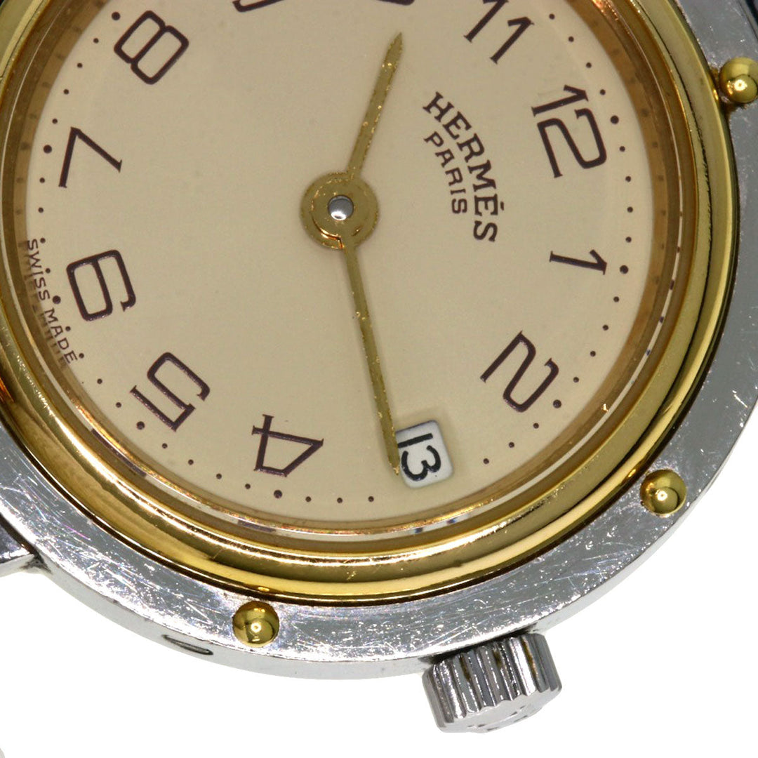 HERMES Watches Quartz Stainless Steel , SSxGP gold Clipper Ivory dial Women Used Authentic