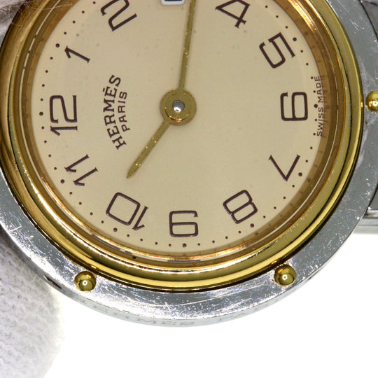 HERMES Watches Quartz Stainless Steel , SSxGP gold Clipper Ivory dial Women Used Authentic