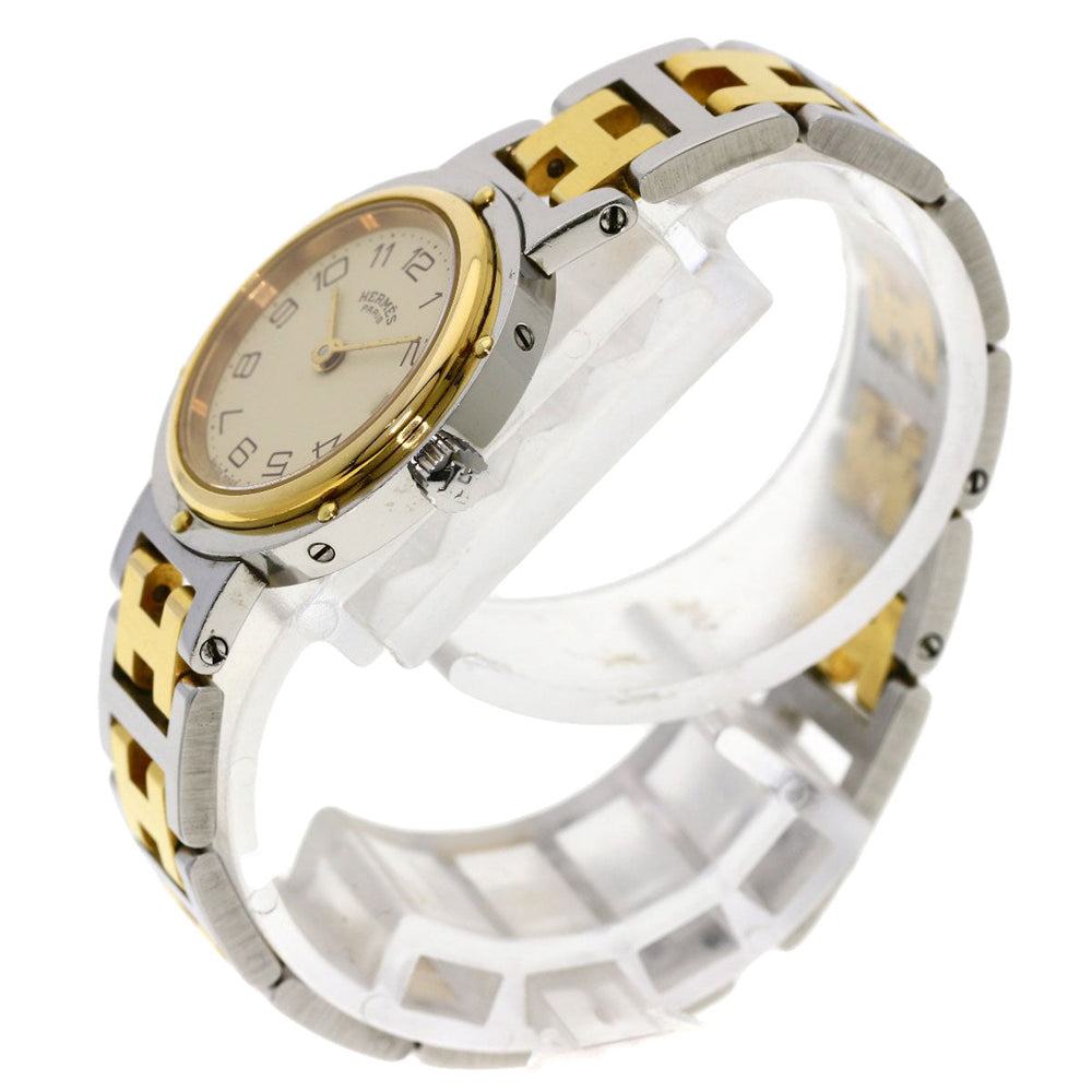 HERMES Watches Quartz Stainless Steel , SSxGP gold Clipper Ivory dial Women Used Authentic
