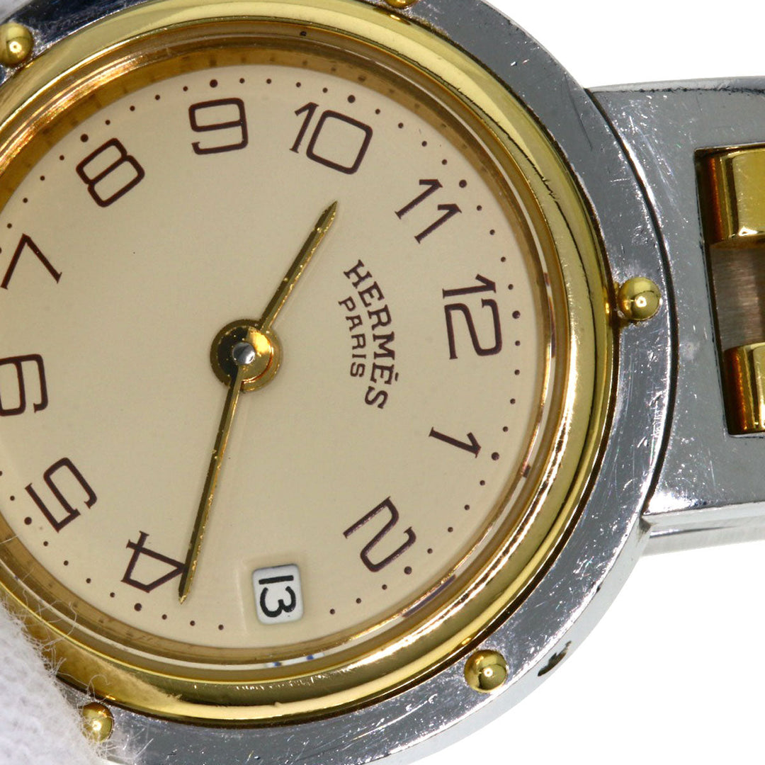 HERMES Watches Quartz Stainless Steel , SSxGP gold Clipper Ivory dial Women Used Authentic