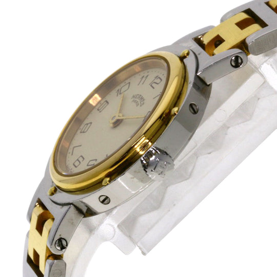 HERMES Watches Quartz Stainless Steel , SSxGP gold Clipper Ivory dial Women Used Authentic