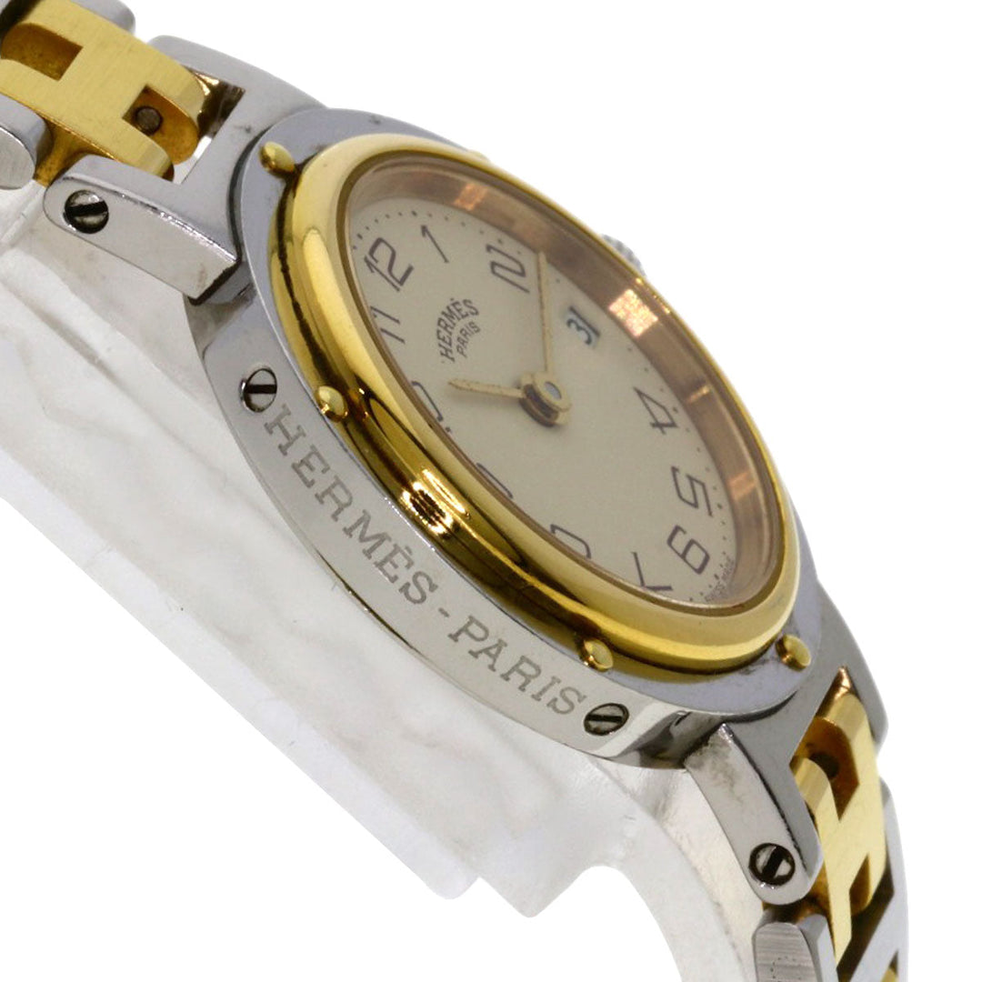 HERMES Watches Quartz Stainless Steel , SSxGP gold Clipper Ivory dial Women Used Authentic