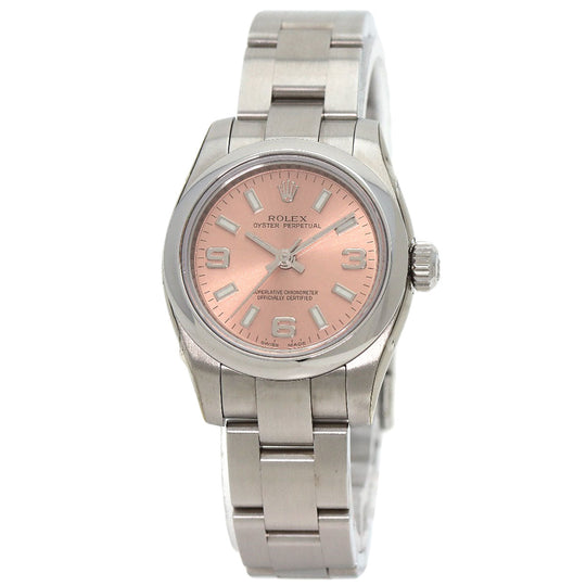 ROLEX Watches Mechanical Automatic 176200 Stainless Steel , Stainless Steel Silver Oyster perpetual pink dial Women Used Authentic