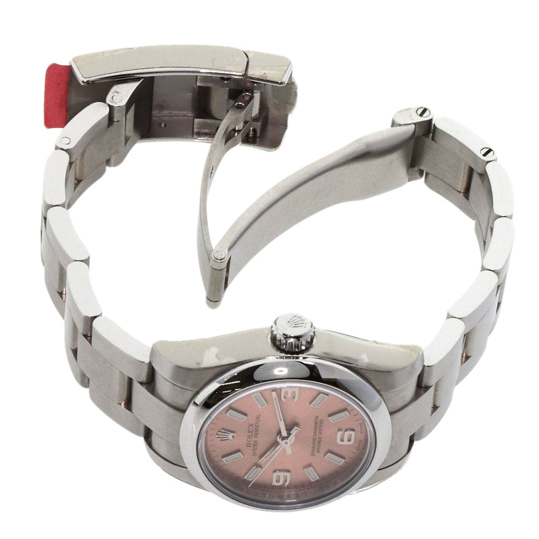 ROLEX Watches Mechanical Automatic 176200 Stainless Steel , Stainless Steel Silver Oyster perpetual pink dial Women Used Authentic