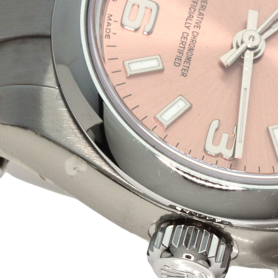 ROLEX Watches Mechanical Automatic 176200 Stainless Steel , Stainless Steel Silver Oyster perpetual pink dial Women Used Authentic