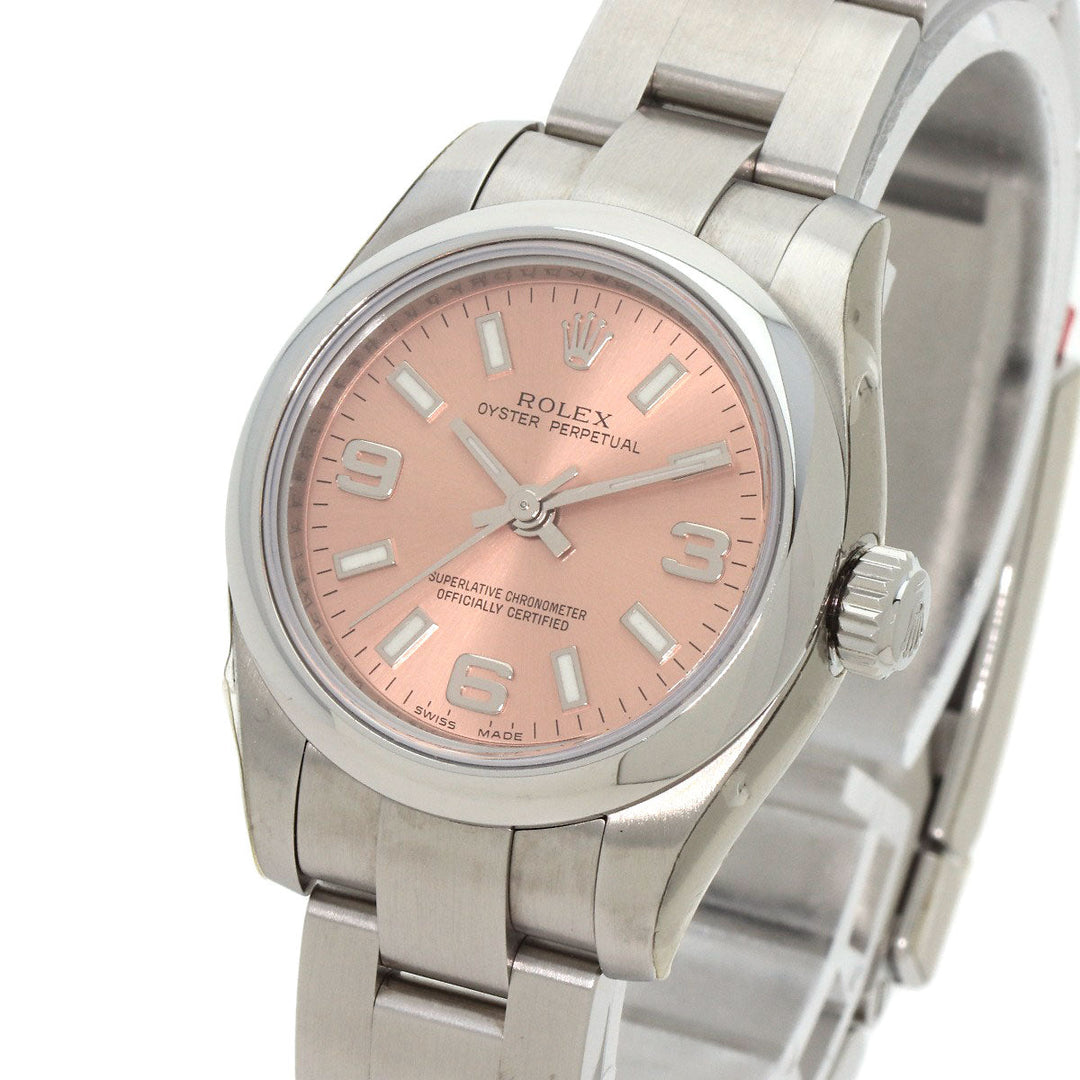 ROLEX Watches Mechanical Automatic 176200 Stainless Steel , Stainless Steel Silver Oyster perpetual pink dial Women Used Authentic