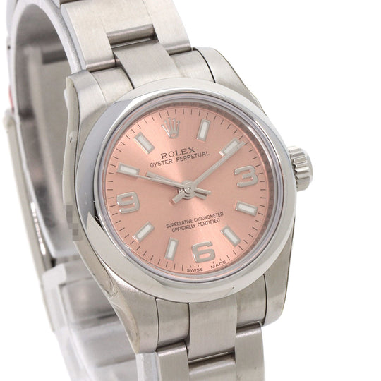 ROLEX Watches Mechanical Automatic 176200 Stainless Steel , Stainless Steel Silver Oyster perpetual pink dial Women Used Authentic