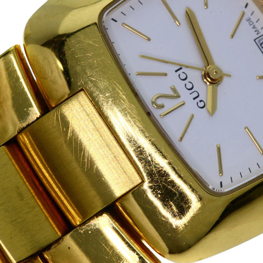 GUCCI Watches Quartz 8500L Gold Plated , Gold Plated gold Square face white dial Women Used Authentic