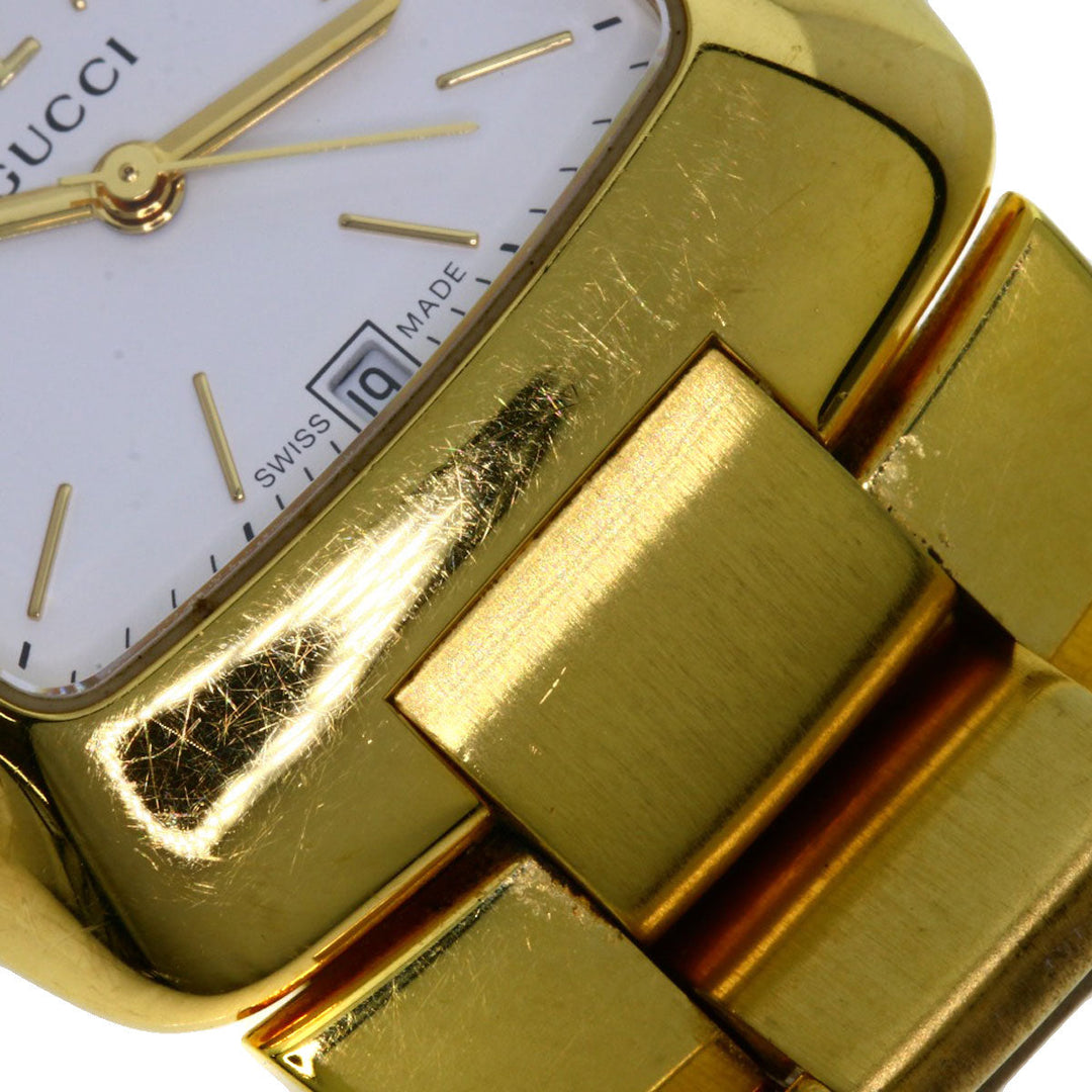 GUCCI Watches Quartz 8500L Gold Plated , Gold Plated gold Square face white dial Women Used Authentic